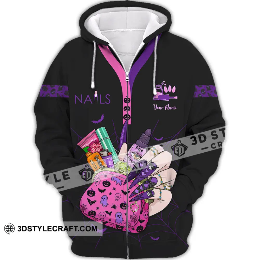 Unisex Shirt Custom Halloween Nails Artist Shirt Zipper Hoodie / S T shirt