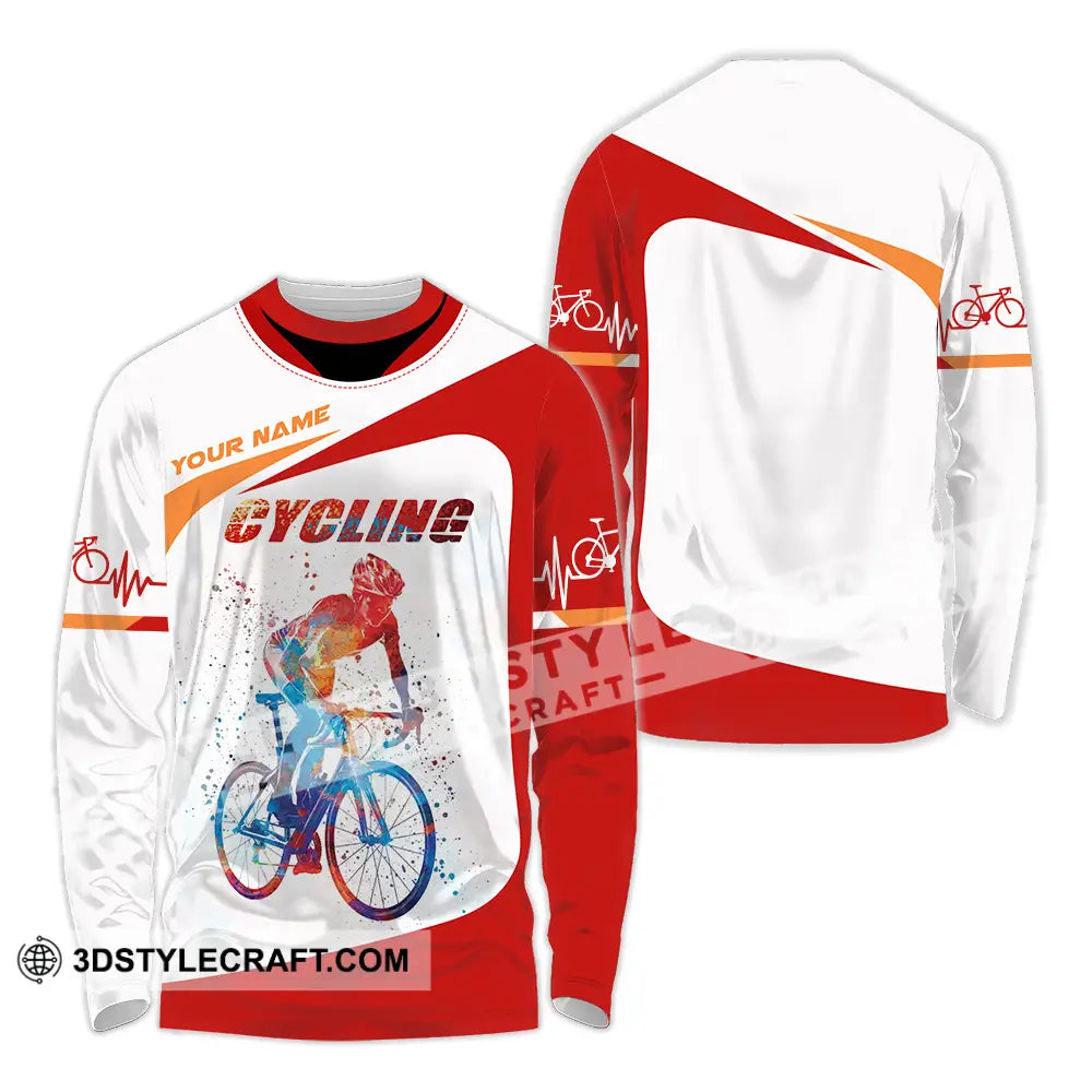 Unisex Shirt - Custom Heartbeat Cycling Lover Shirt Long Sleeve Shirt / S T-shirt