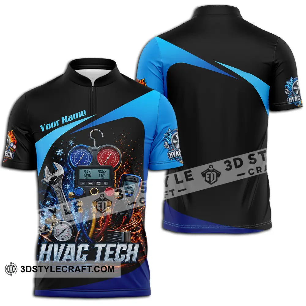 Unisex Shirt - Custom HVAC Tech Shirt - Zipper Polo Shirt / S - T-shirt