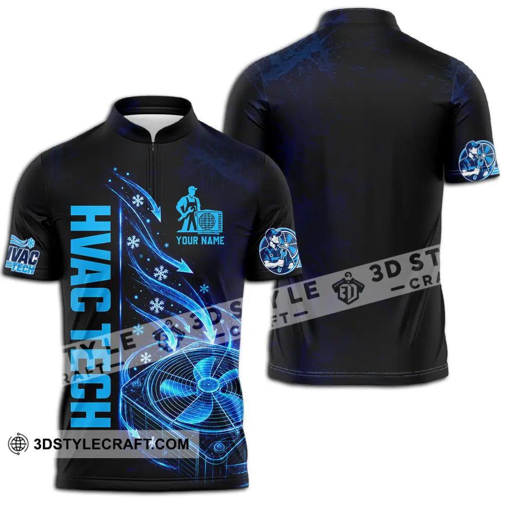Unisex Shirt - Custom HVAC Tech Shirt - Zipper Polo Shirt / S - T-shirt