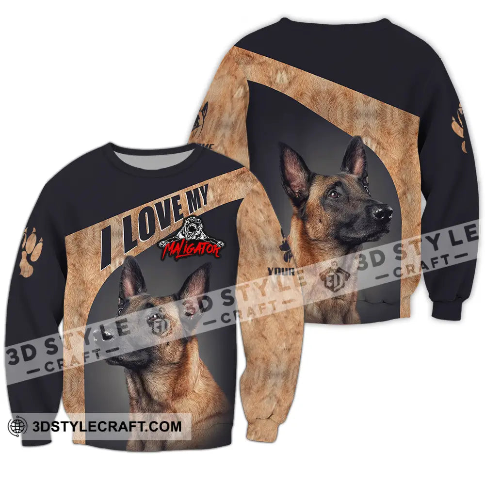 Unisex Shirt - Custom I Love My Belgian Malinois Pet Lover Shirt Long Sleeve / S T-shirt