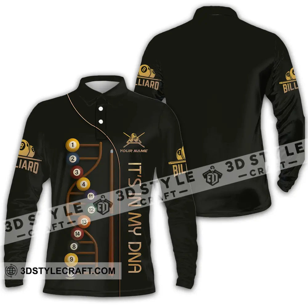 Unisex Shirt - Custom In My DNA Billiard Shirt Long Sleeve Polo / S T-shirt
