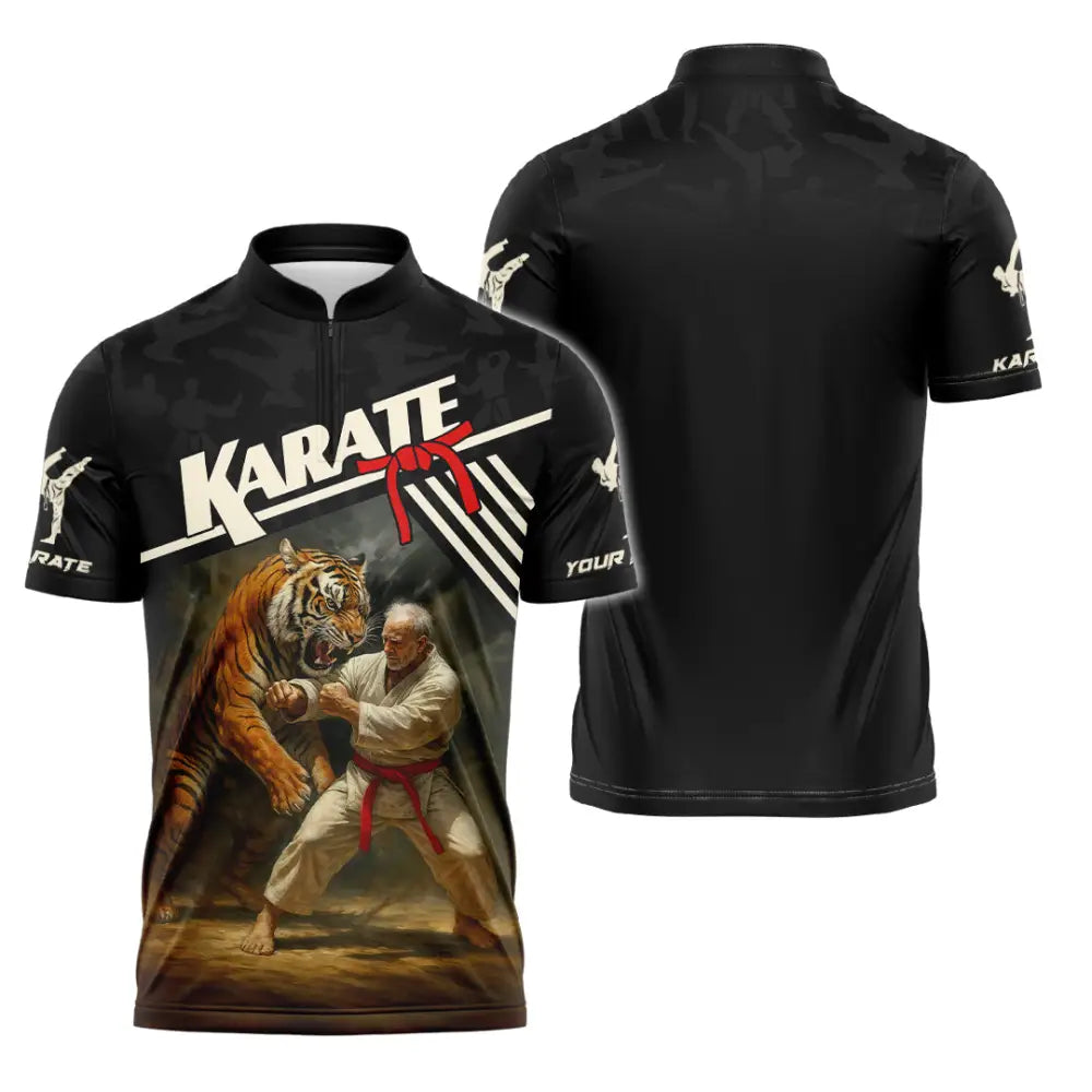 Unisex Shirt - Custom Karate Sport Shirt Zipper Polo Shirt / S T-shirt
