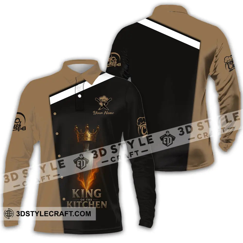 Unisex Shirt - Custom King Of Kitchen Chef Shirt Long Sleeve Polo / S T-shirt