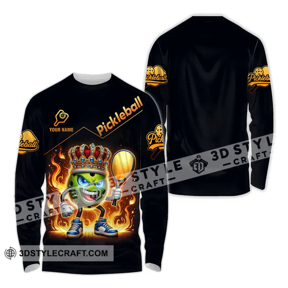 Unisex Shirt - Custom King Of Pickleball Fire Pickleball Shirt Long Sleeve Shirt / S T-shirt