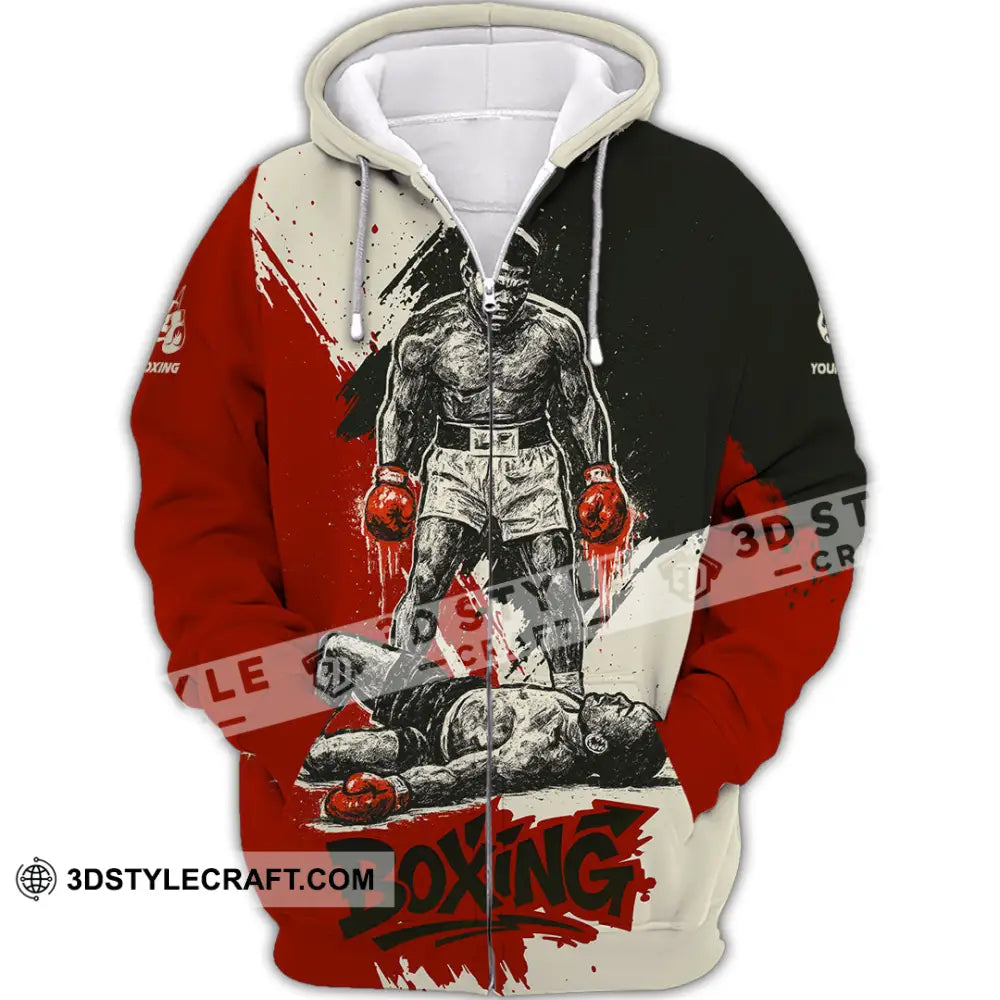 Unisex Shirt - Custom Knock Out Boxing Sport Shirt Zipper Hoodie / S T-shirt
