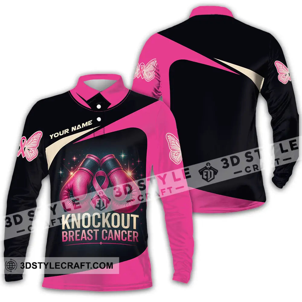 Unisex Shirt Custom Knock Out Breast Cancer Shirt Long Sleeve Polo / S T shirt