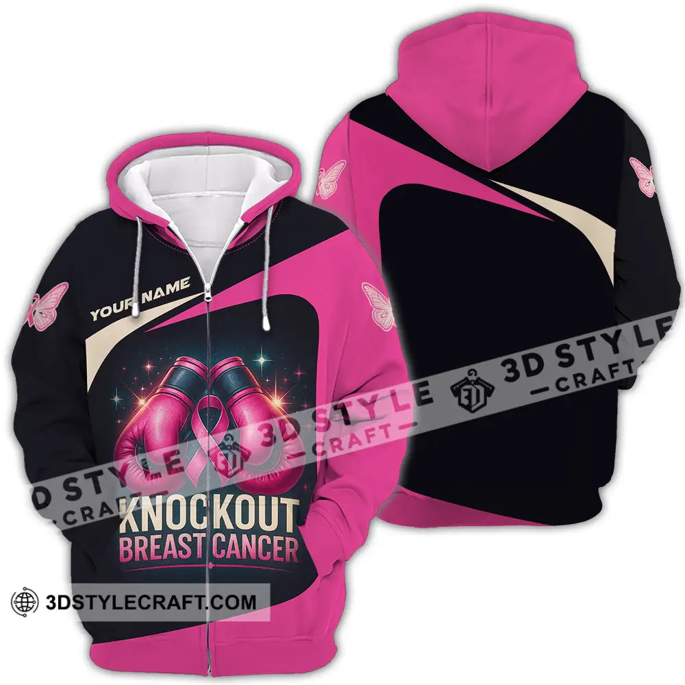 Unisex Shirt Custom Knock Out Breast Cancer Shirt Zipper Hoodie / S T shirt