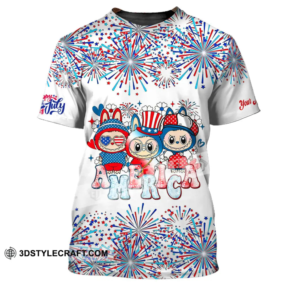 Unisex Shirt Custom Labubu The Monsters Cute Shirt America Happy Fourth of July Cute Collectible Gift T Shirt / S T