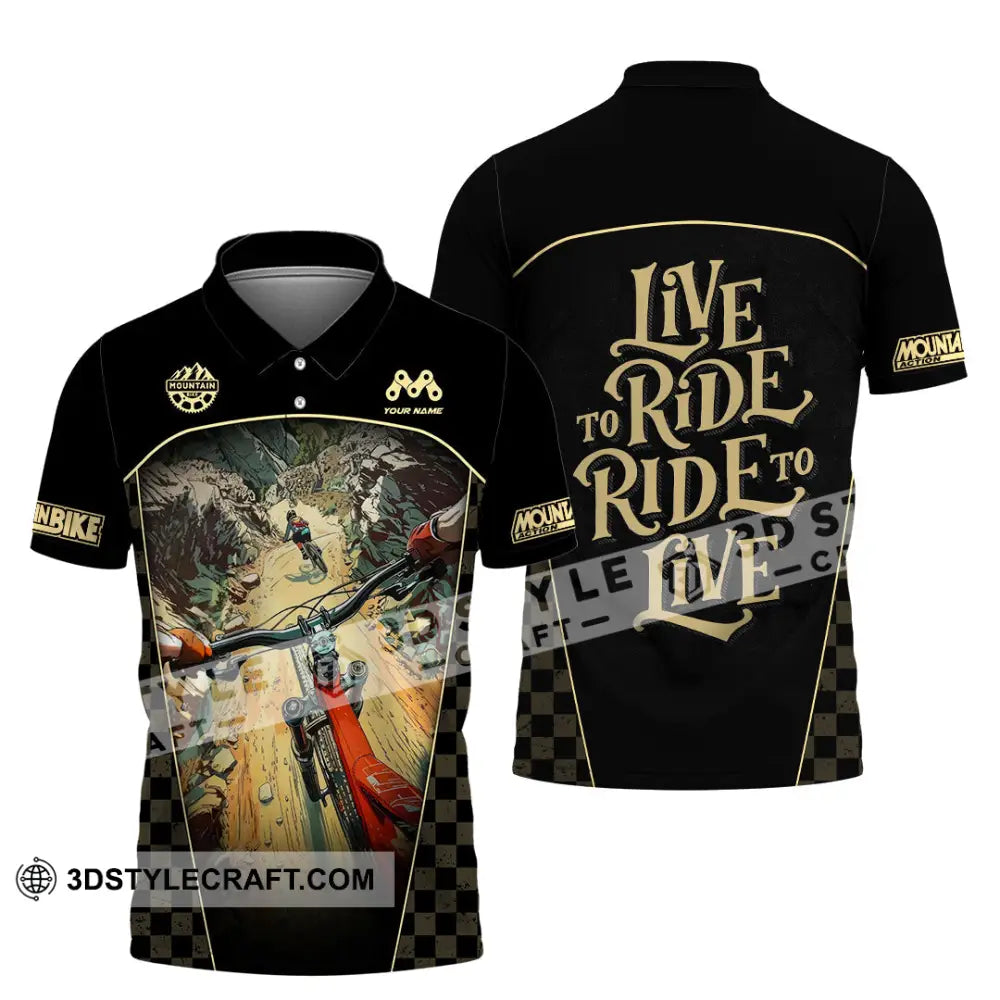Unisex Shirt - Custom Live To Ride Mountain Bike Shirt Polo Shirt / S T-shirt