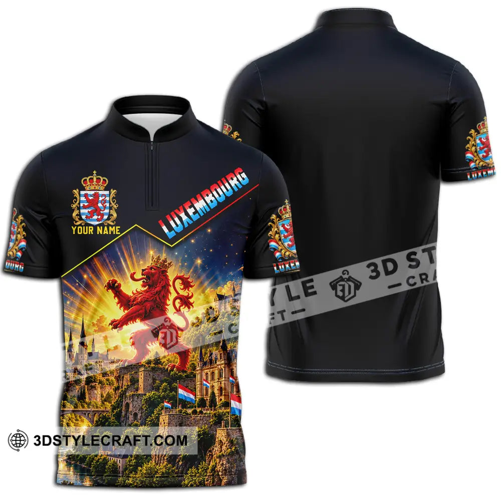 Unisex Shirt - Custom Luxembourg Shirt - Zipper Polo Shirt / S - T-shirt