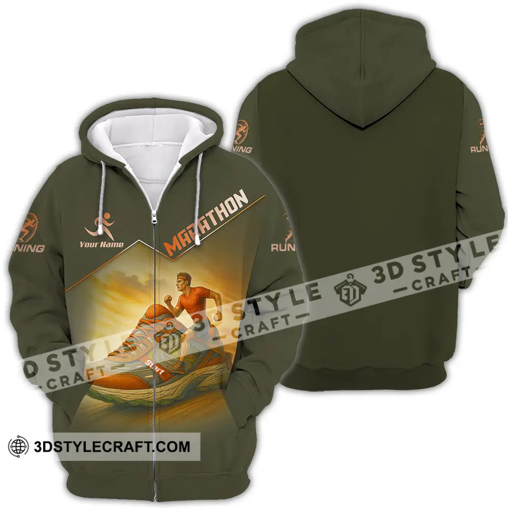 Unisex Shirt - Custom Marathon Running Lover Sport Shirt Zipper Hoodie / S T-shirt