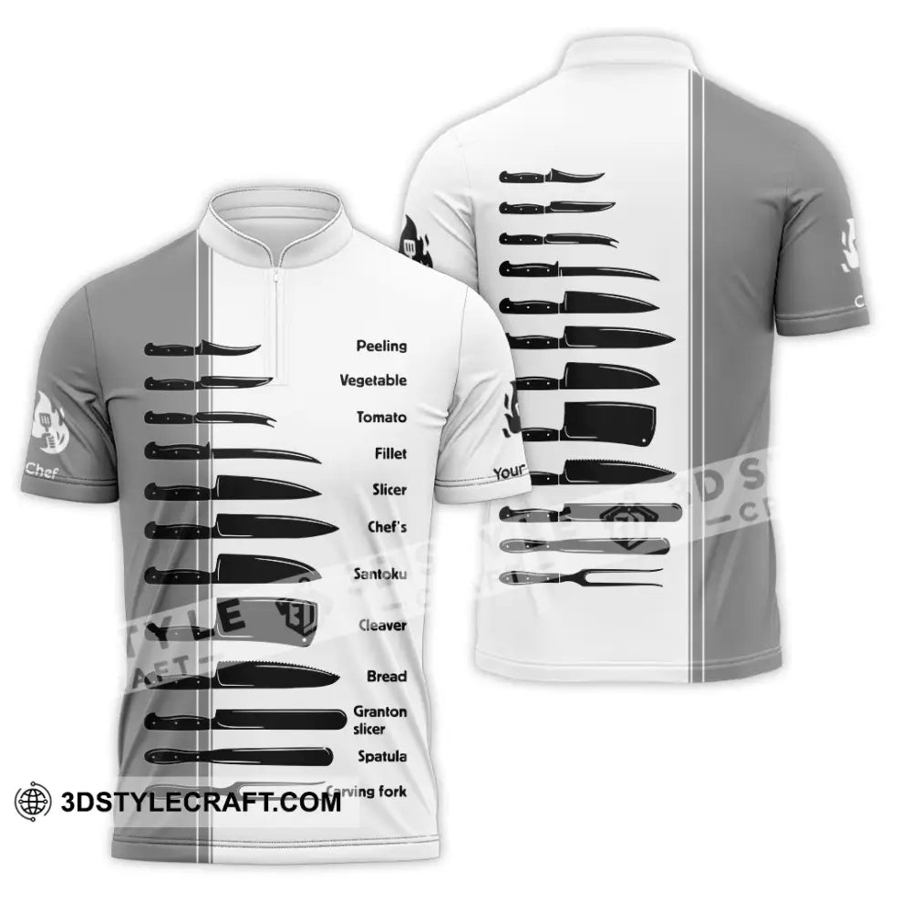 Unisex Shirt - Custom Master Chef Knife Collection Shirt Zipper Polo Shirt / S T-shirt