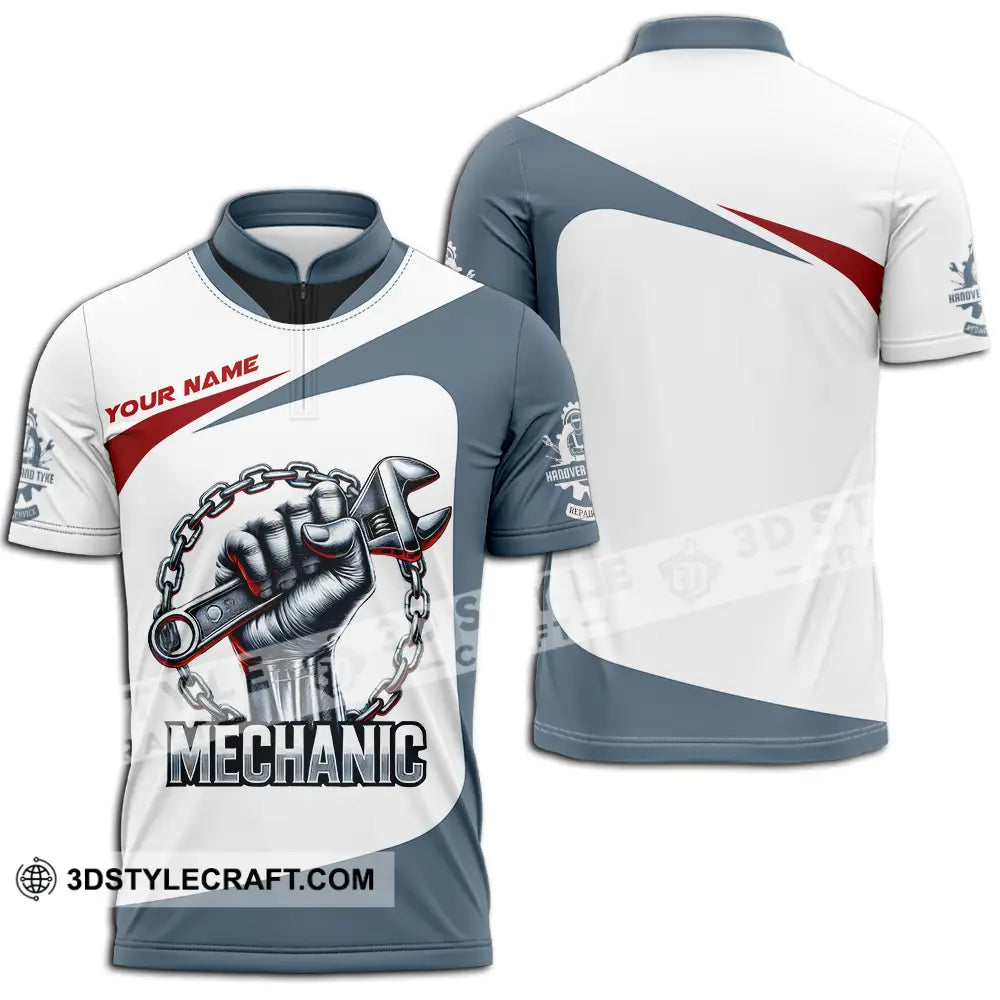 Unisex Shirt - Custom Mechanic Shirt Zipper Polo Shirt / S T-shirt