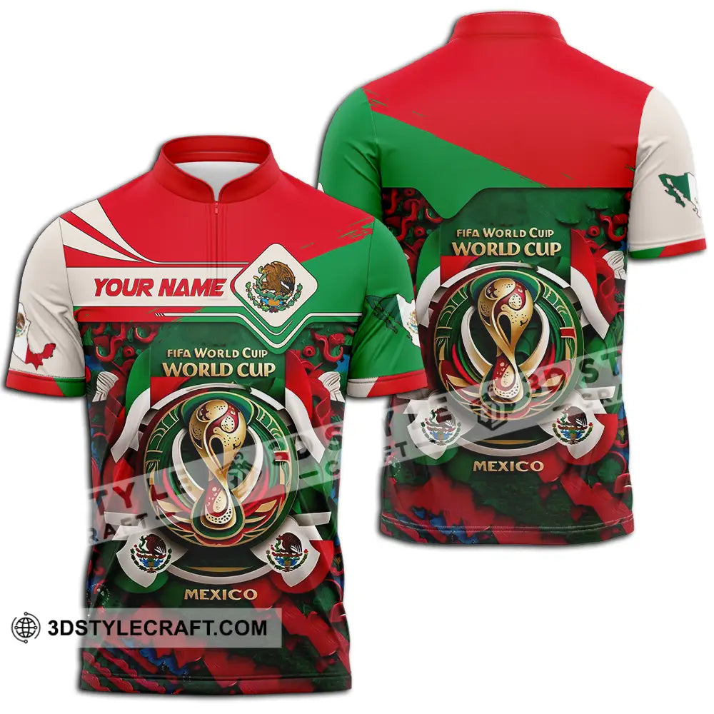 Unisex Shirt - Custom Mexico Fifa Club World Cup 2026 3D Shirt Zipper Polo Shirt / S T-shirt