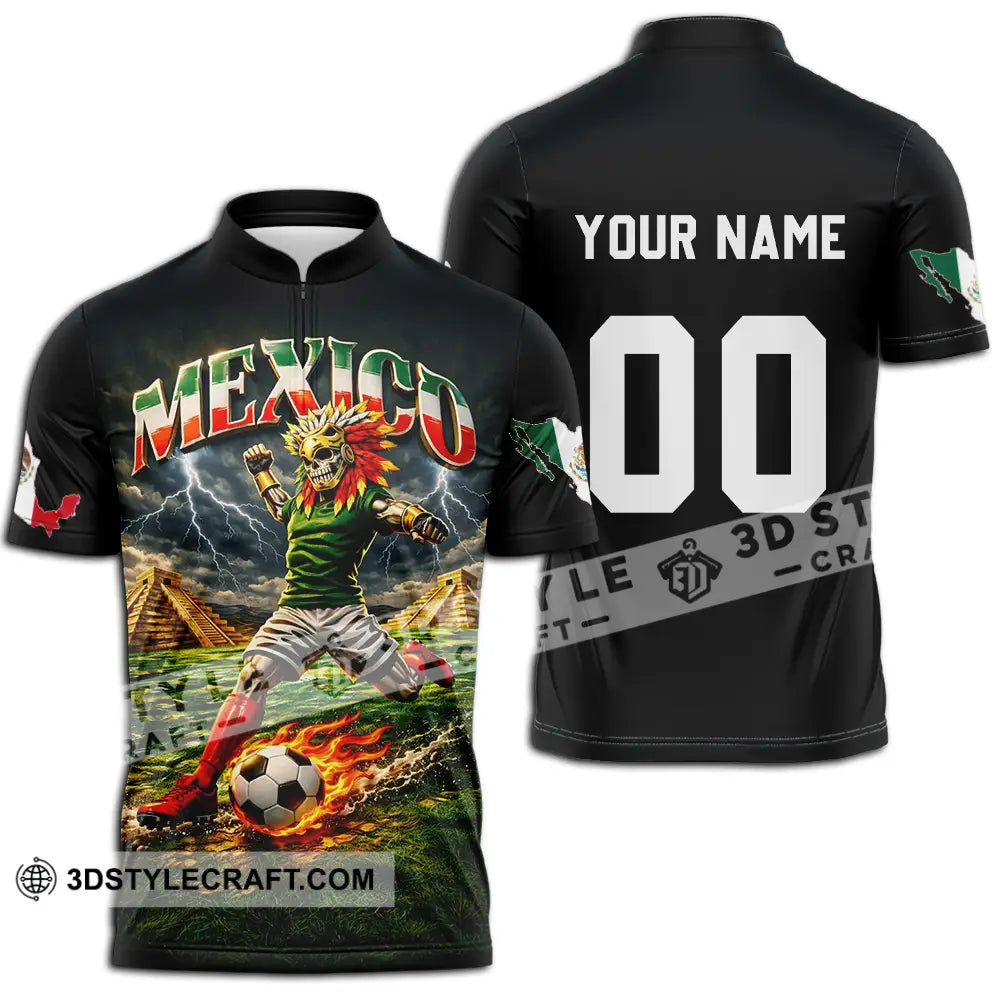 Unisex Shirt - Custom Mexico World Cup 2026 3D Shirt Zipper Polo Shirt / S T-shirt