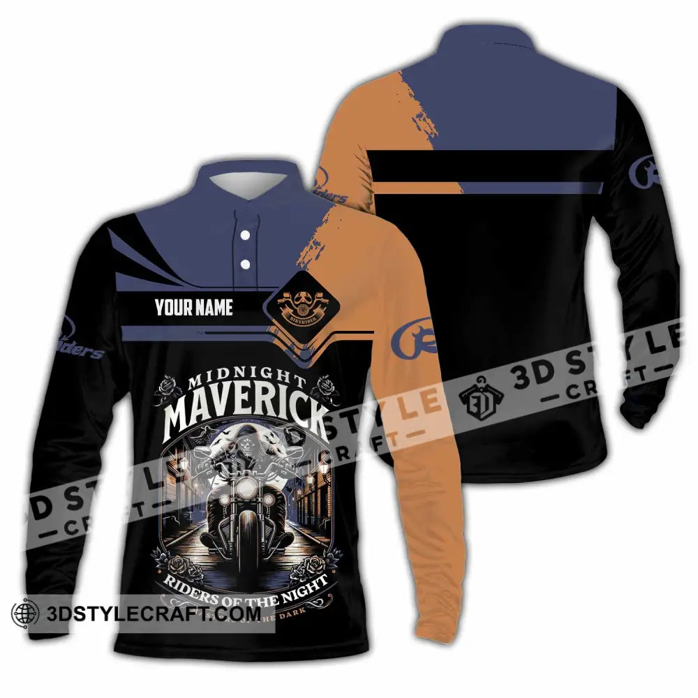 Unisex Shirt - Custom Midnight Maverick Riders Of The Night Shirt Long Sleeve Polo / S T-shirt