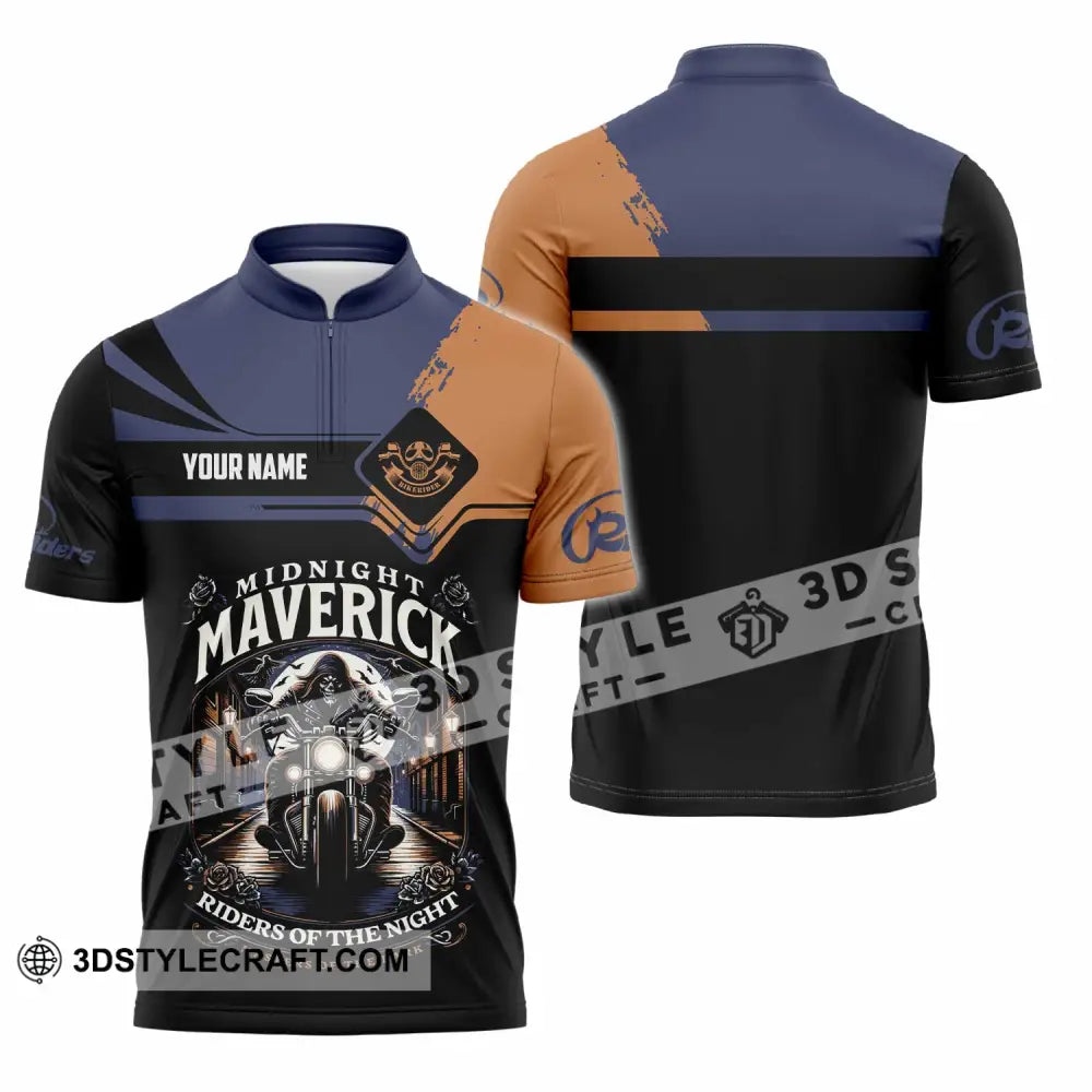 Unisex Shirt - Custom Midnight Maverick Riders Of The Night Shirt Zipper Polo Shirt / S T-shirt