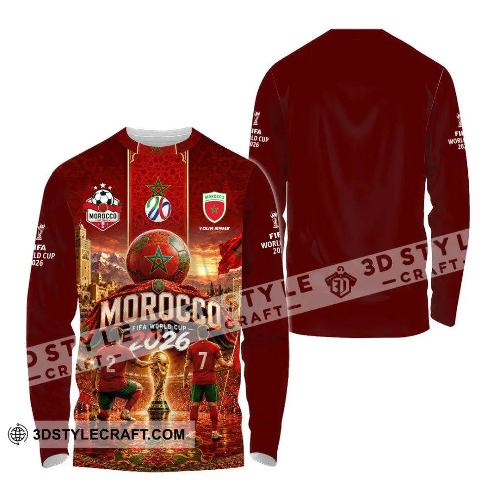 Unisex Shirt - Custom Morocco World Cup 2026 Shirt - Long Sleeve Shirt / S - T-shirt