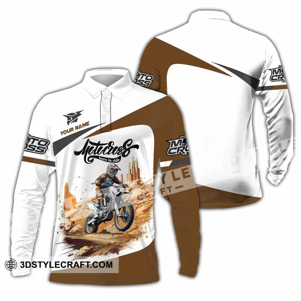 Unisex Shirt - Custom Motocross Born To Ride Shirt Long Sleeve Polo / S T-shirt