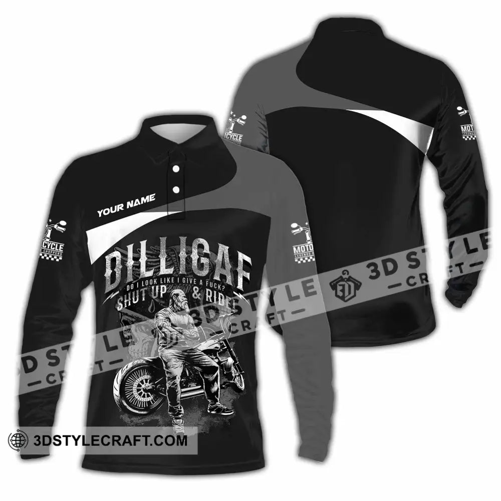 Unisex Shirt - Custom Motorcycle Do I Look Like I Do A Fxck Shut Up & Ride Shirt - Long Sleeve Polo / S - T-shirt