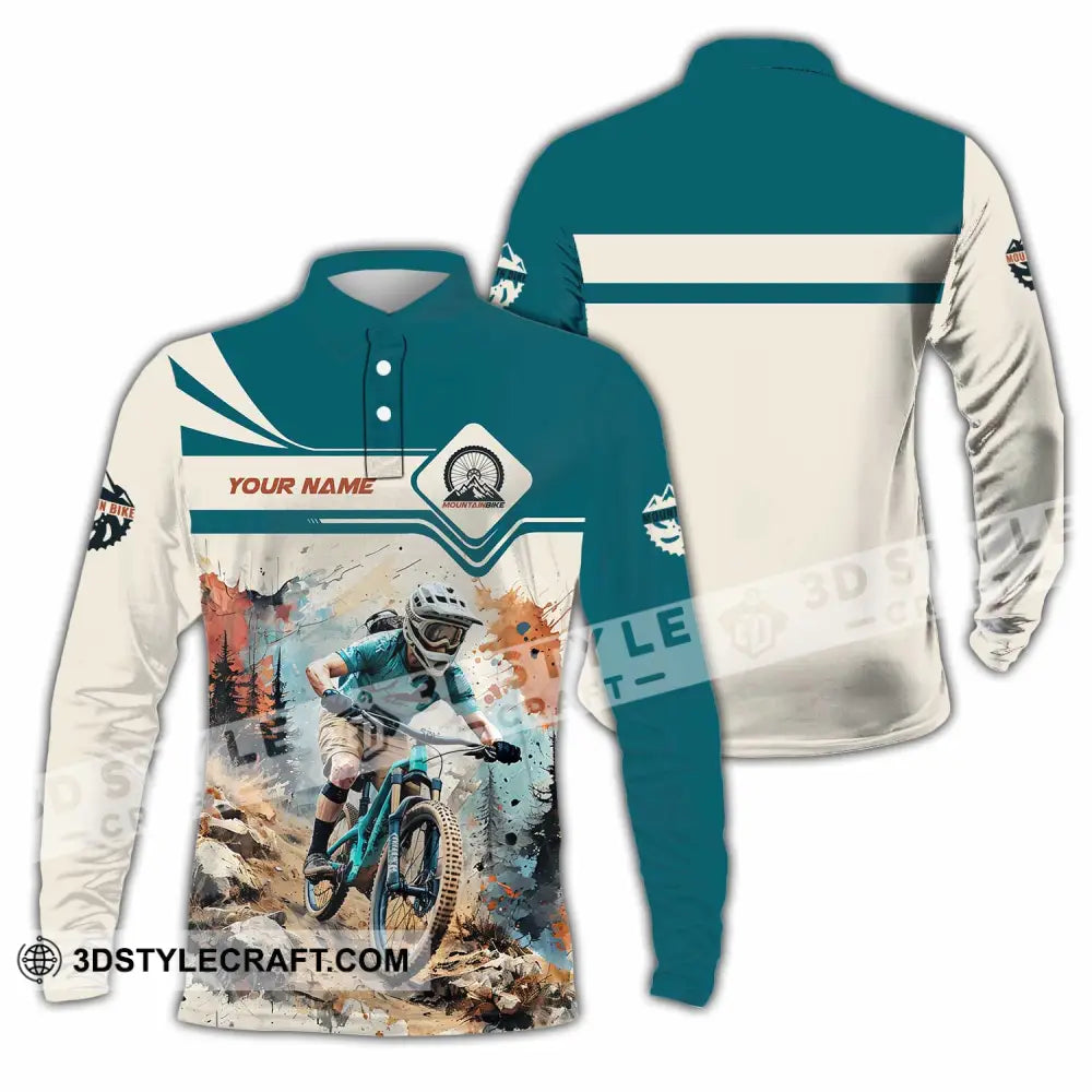 Unisex Shirt - Custom Mountain Bike Shirt Long Sleeve Polo / S T-shirt