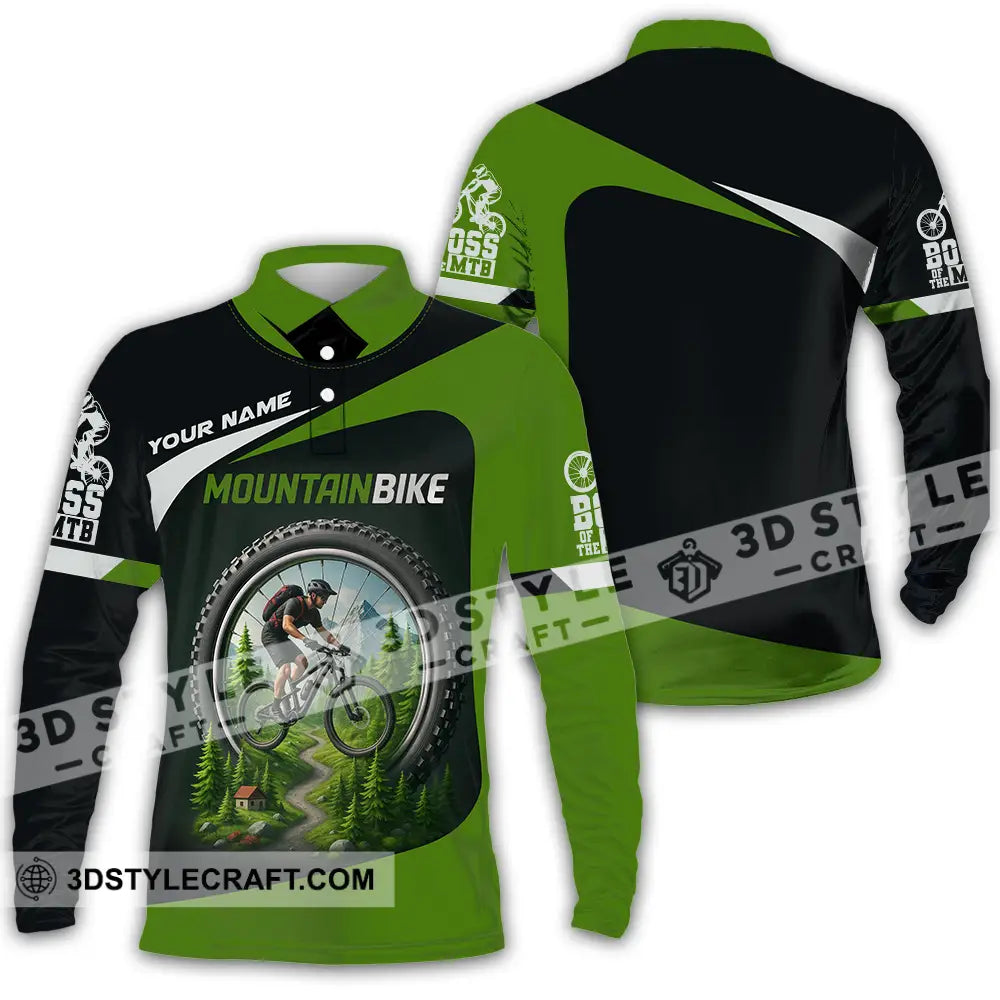 Unisex Shirt - Custom Mountain Bike Shirt Long Sleeve Polo / S T-shirt