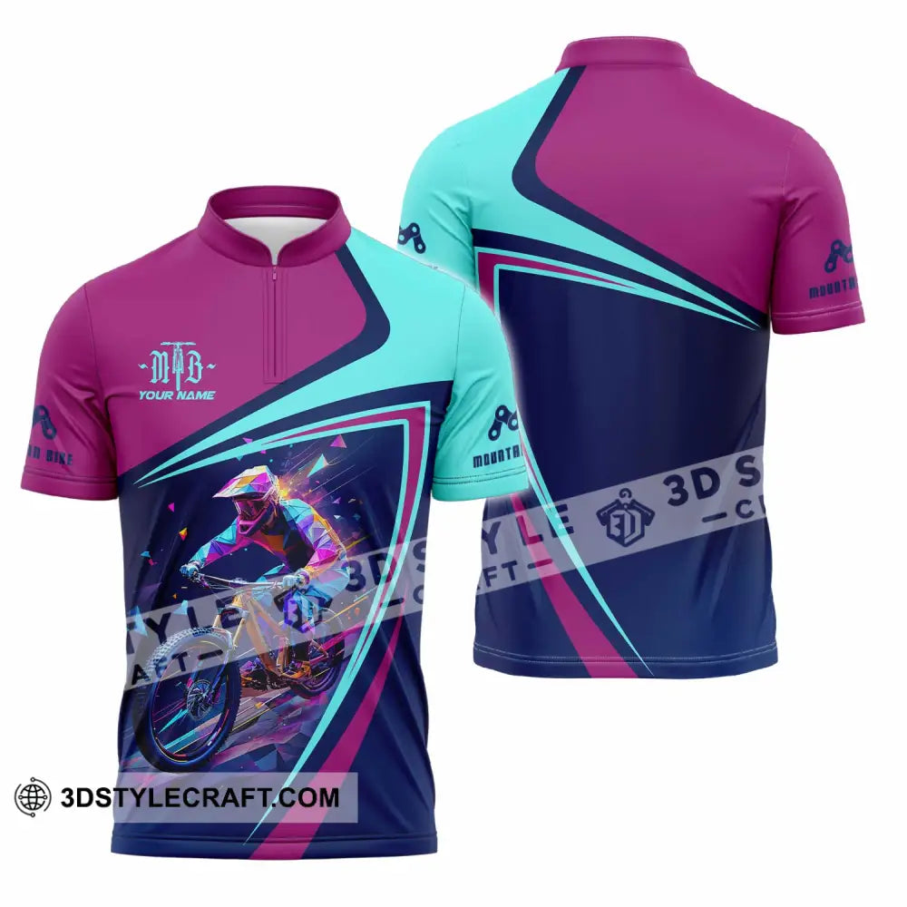 Unisex Shirt - Custom Mountain Bike Shirt Zipper Polo Shirt / S T-shirt