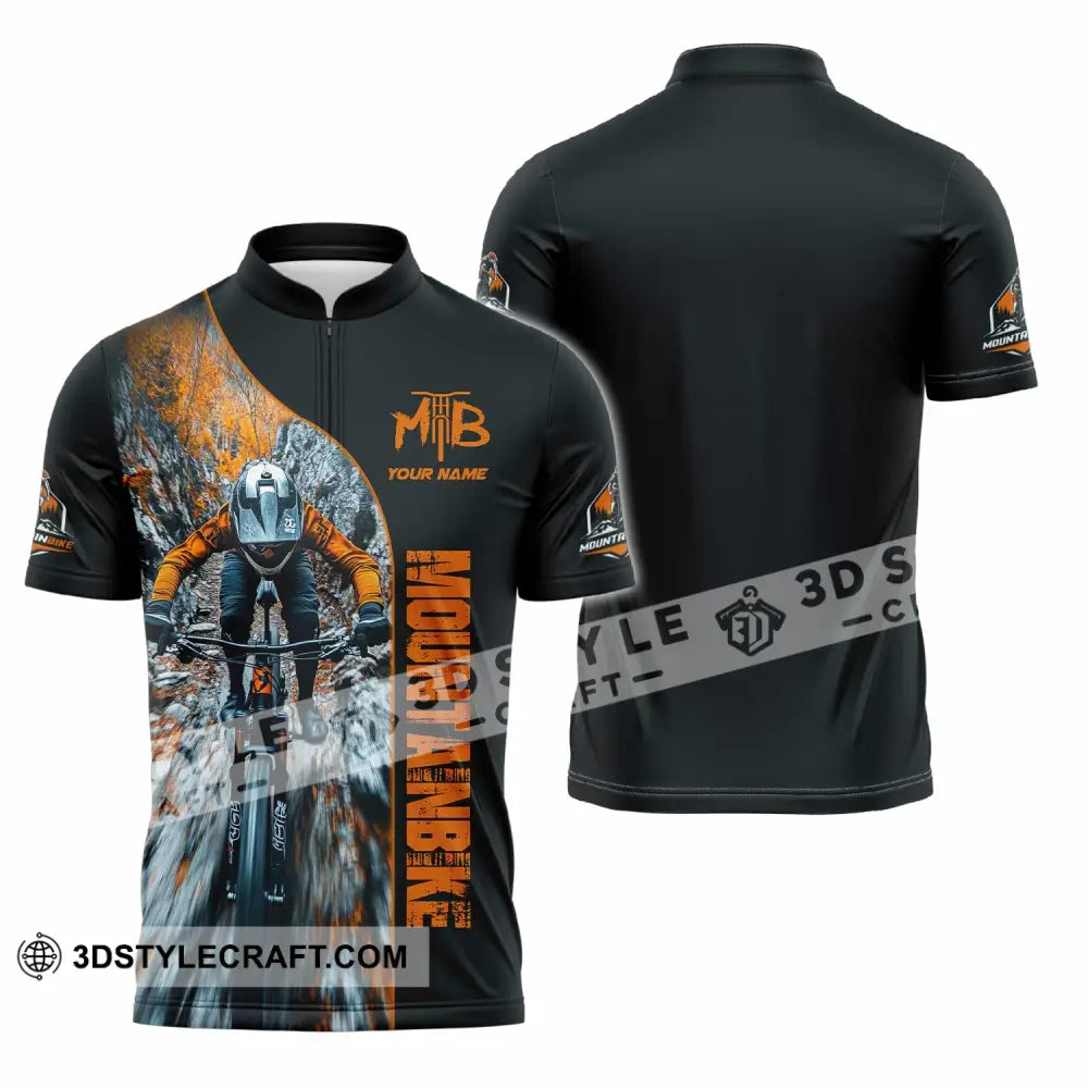 Unisex Shirt - Custom Mountain Bike Shirt Zipper Polo Shirt / S T-shirt