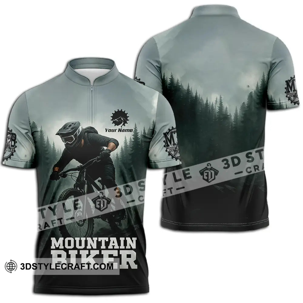 Unisex Shirt - Custom Mountain Bike Shirt Zipper Polo Shirt / S T-shirt
