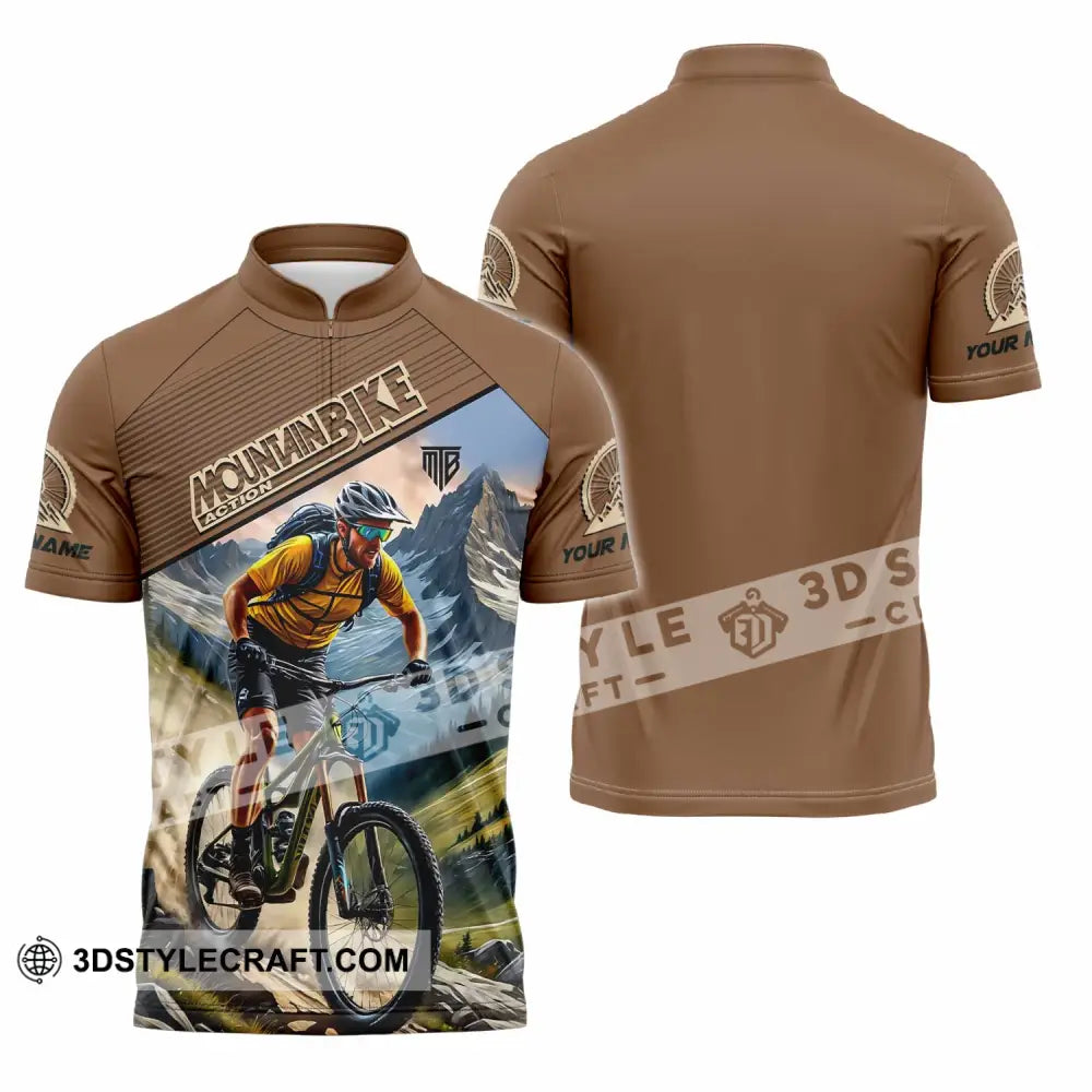 Unisex Shirt - Custom Mountain Bike Shirt Zipper Polo Shirt / S T-shirt