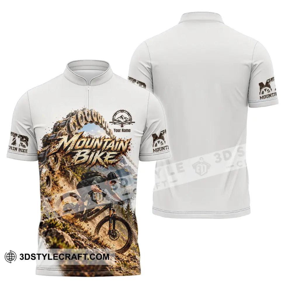 Unisex Shirt - Custom Mountain Bike Shirt - Zipper Polo Shirt / S - T-shirt