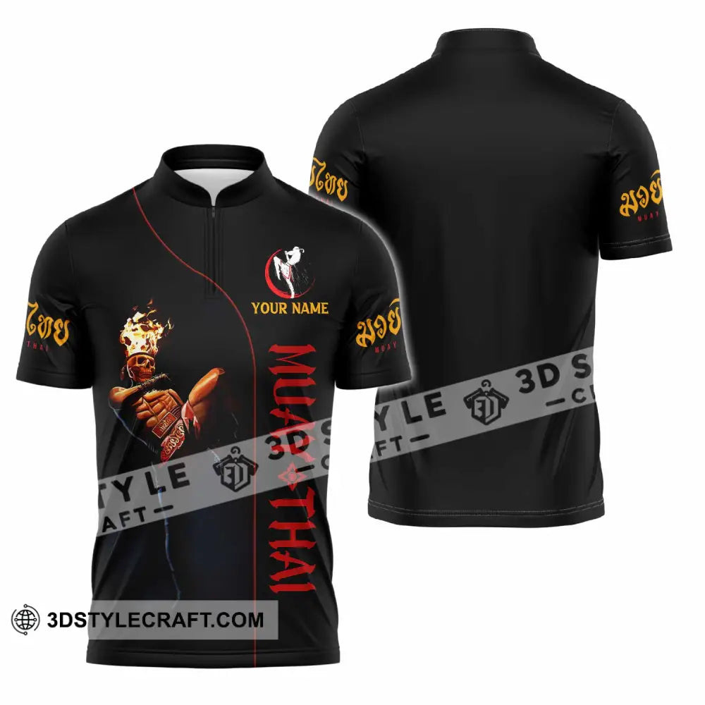 Unisex Shirt - Custom Muay Thai 3D Shirt Zipper Polo Shirt / S T-shirt