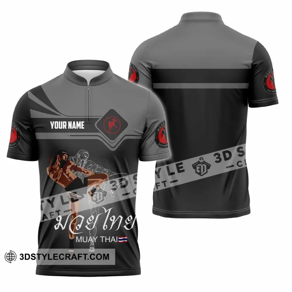 Unisex Shirt - Custom Muay Thai 3D Shirt - Zipper Polo Shirt / S - T-shirt