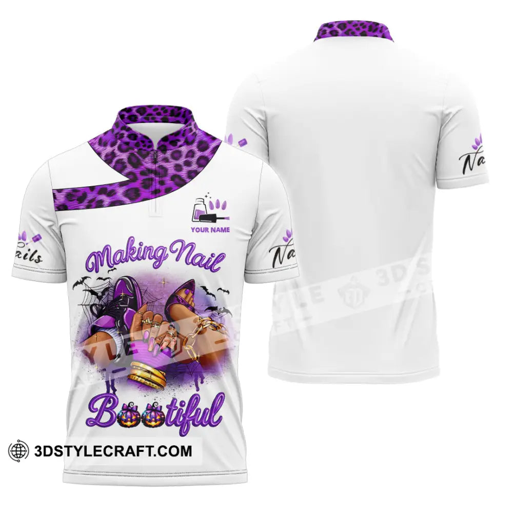 Unisex Shirt Custom Nails Artist Halloween Shirt Zipper Polo Shirt / S T shirt