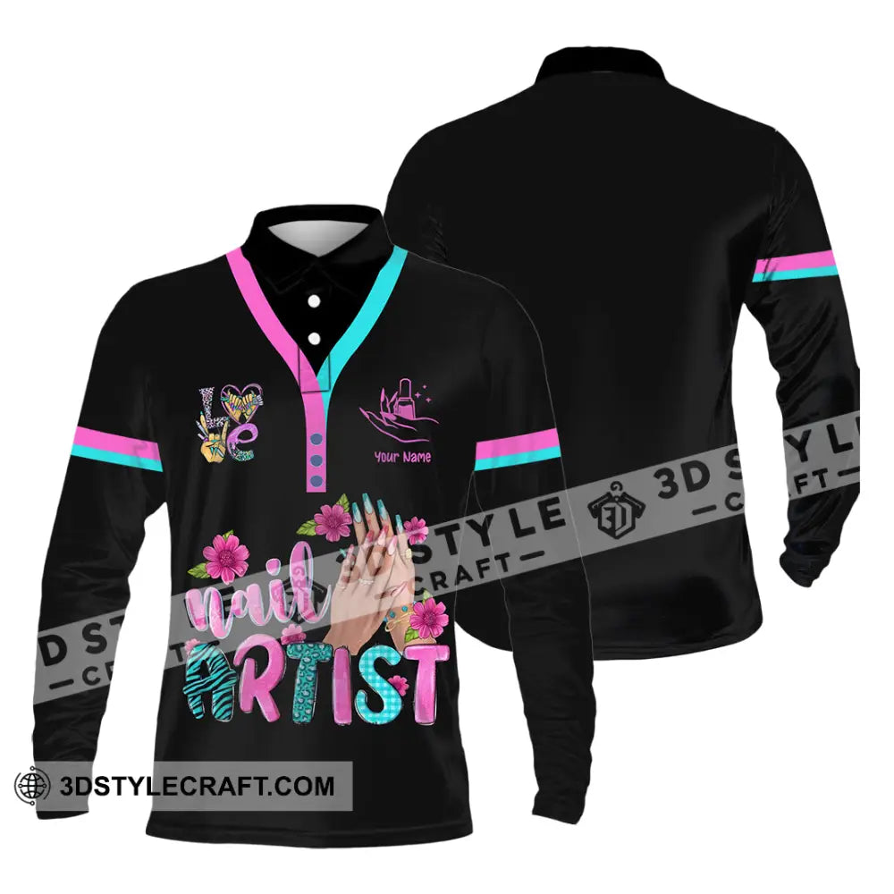 Unisex Shirt Custom Nails Artist Shirt Long Sleeve Polo / S T shirt