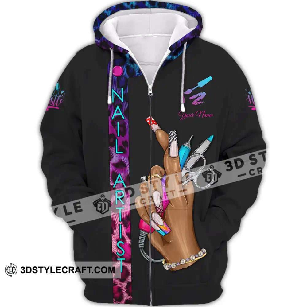 Unisex Shirt Custom Nails Artist Shirt Zipper Hoodie / S T shirt