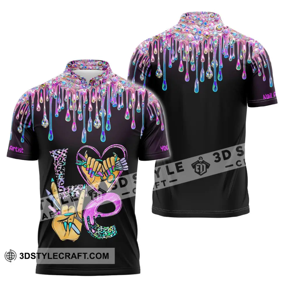 Unisex Shirt Custom Nails Artist Shirt Zipper Polo Shirt / S T shirt