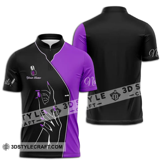 Unisex Shirt - Custom Nails Lover Purple Shirt style option 2