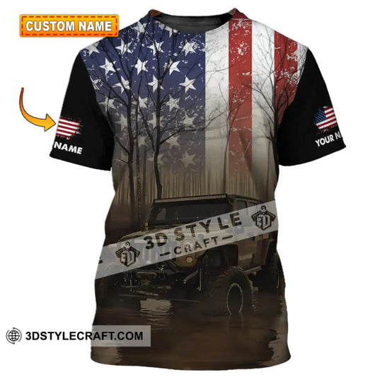 Unisex Shirt - Custom Name 3D Shirt - America Flag style option 1