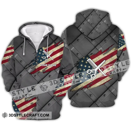 Unisex Shirt - Custom Name 3D Shirt - America Hair Designer style option 4