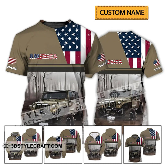 Unisex Shirt - Custom Name 3D Shirt - America Map style option 2