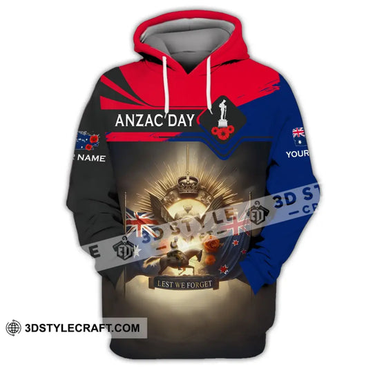 Unisex Shirt - Custom Name 3D Shirt - Anzac Day Lest We Forget style option 3