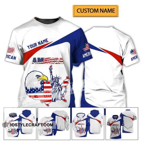Unisex Shirt - Custom Name 3D Shirt - Eagle Liberties America Flag style option 2