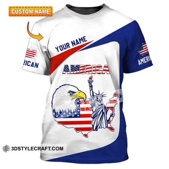 Unisex Shirt - Custom Name 3D Shirt - Eagle Liberties America Flag style option 1