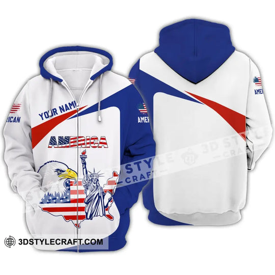 Unisex Shirt - Custom Name 3D Shirt - Eagle Liberties America Flag style option 4