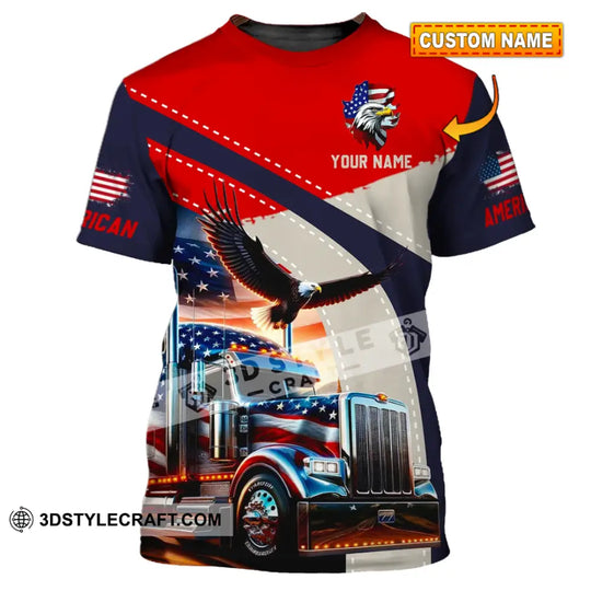 Unisex Shirt - Custom Name 3D Shirt - Eagle Truck America Flag Color style option 1
