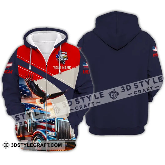 Unisex Shirt - Custom Name 3D Shirt - Eagle Truck America Flag Color style option 4