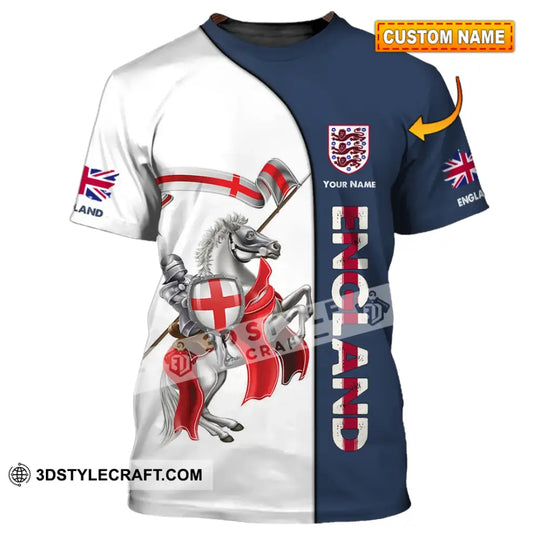 Unisex Shirt - Custom Name 3D Shirt - England Hero Horse Map And Logo style option 1