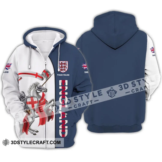 Unisex Shirt - Custom Name 3D Shirt - England Hero Horse Map And Logo style option 4